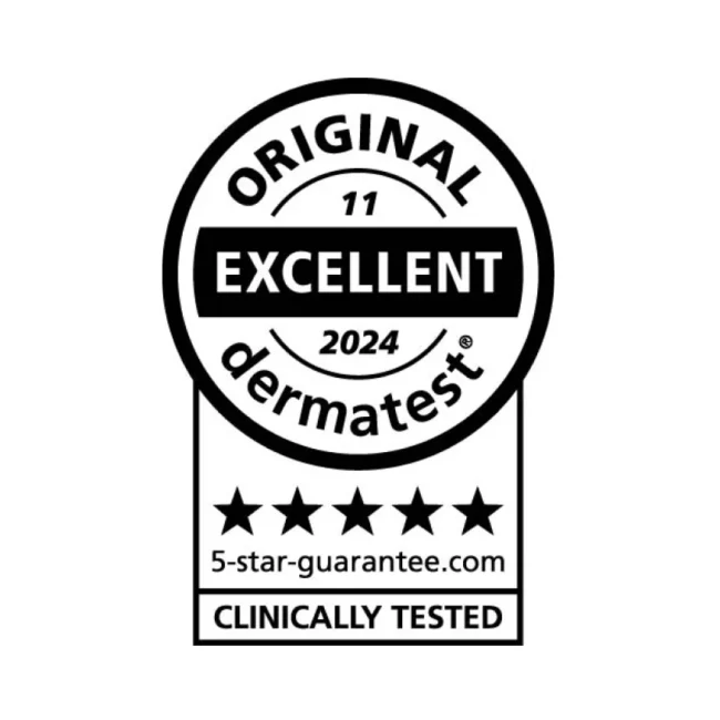 original excellent dermatest 5 star guarantee clinically tested certification logo